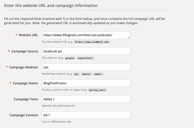 Define your Campaign content and term