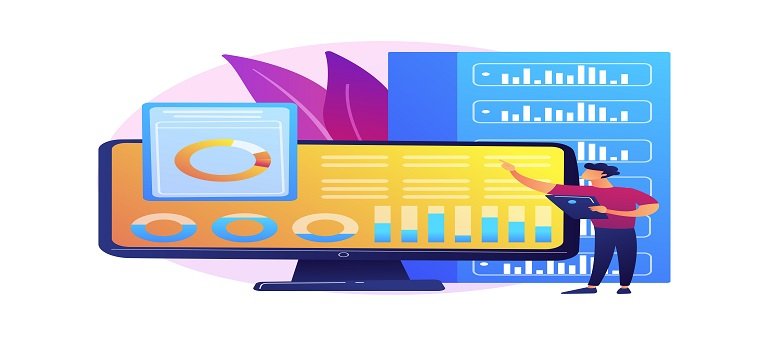 Dashboard analytics. Computer performance evaluation