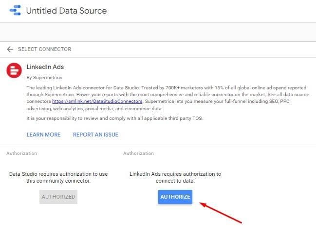  LinkedIn ads authorize to Supermetrics 